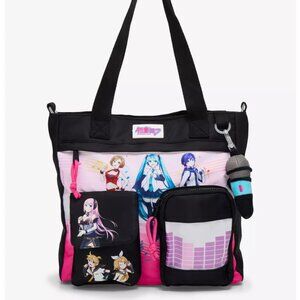 Hatsune Miku Group Cargo Tote Bag with Removable Plush Microphone - NEW